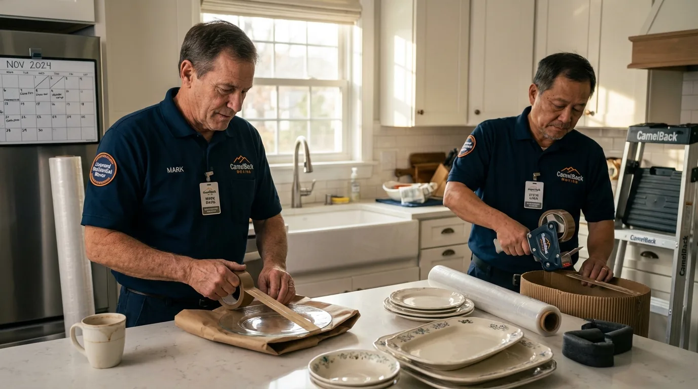 Professional crew packing kitchen dishware in Williamsport, OH